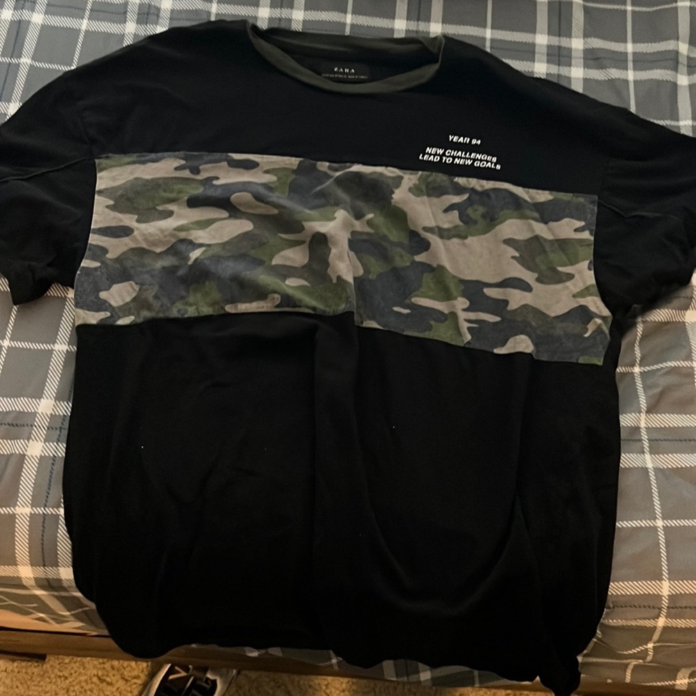 Camo and black t shirt